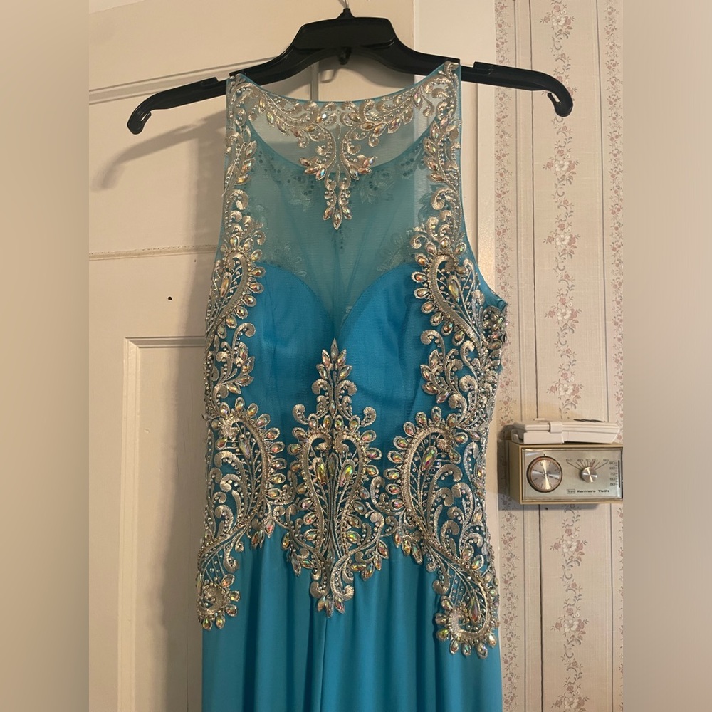 Blue evening gown